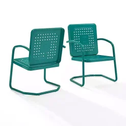 Blue Retro Basket Weave Chairs, Set of 2