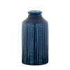 Blue Ribbed Terracotta Vase, 10 in.