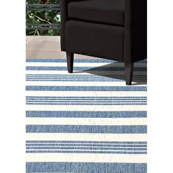 Blue Robin Stripe Outdoor Rug, 8x11