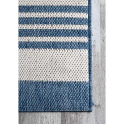 Blue Robin Stripe Outdoor Rug, 8x11