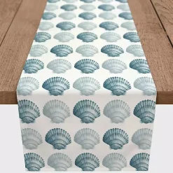 Blue Scallop Seashells Table Runner, 90 in.