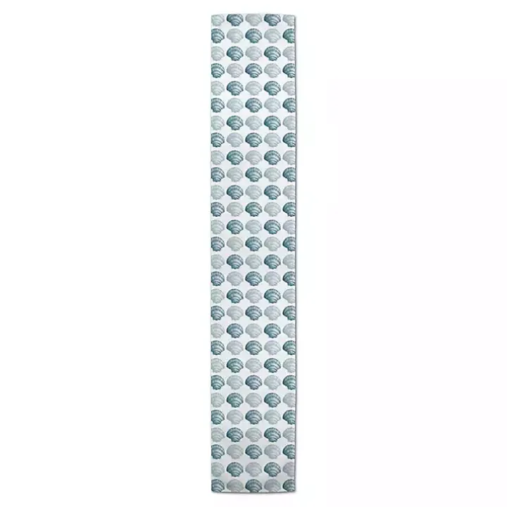 Blue Scallop Seashells Table Runner, 72 in.