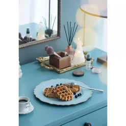 Blue Scalloped Beaded Rim Chargers, Set of 4