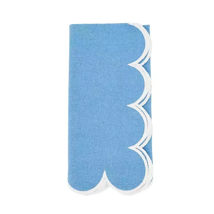 Blue Scalloped Edge Napkins, Set of 4
