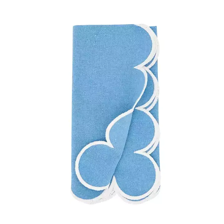 Blue Scalloped Edge Napkins, Set of 4