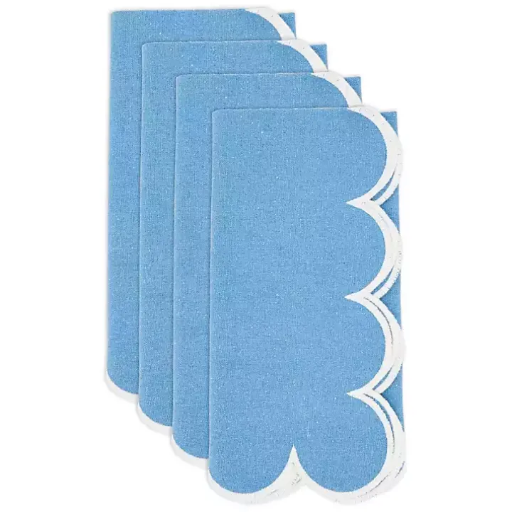 Blue Scalloped Edge Napkins, Set of 4