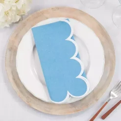 Blue Scalloped Edge Napkins, Set of 4