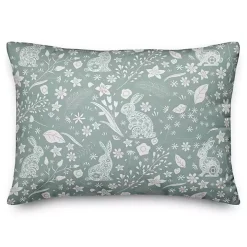 Blue Scandinavian Bunny Indoor/Outdoor Pillow