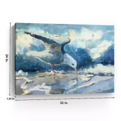 Blue Seagull and Waves Canvas Art Print