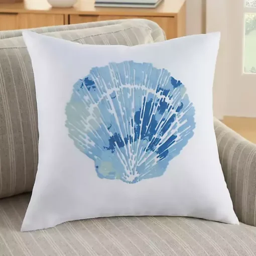Blue Seashell Throw Pillow