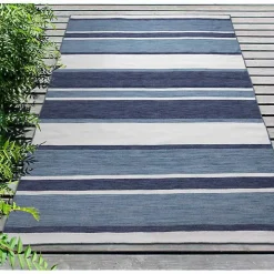 Blue Shades Striped Indoor/Outdoor Area Rug, 5x7
