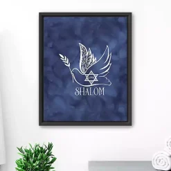 Blue Shalom Dove Framed Hanukkah Wall Art
