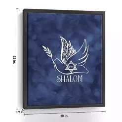 Blue Shalom Dove Framed Hanukkah Wall Art