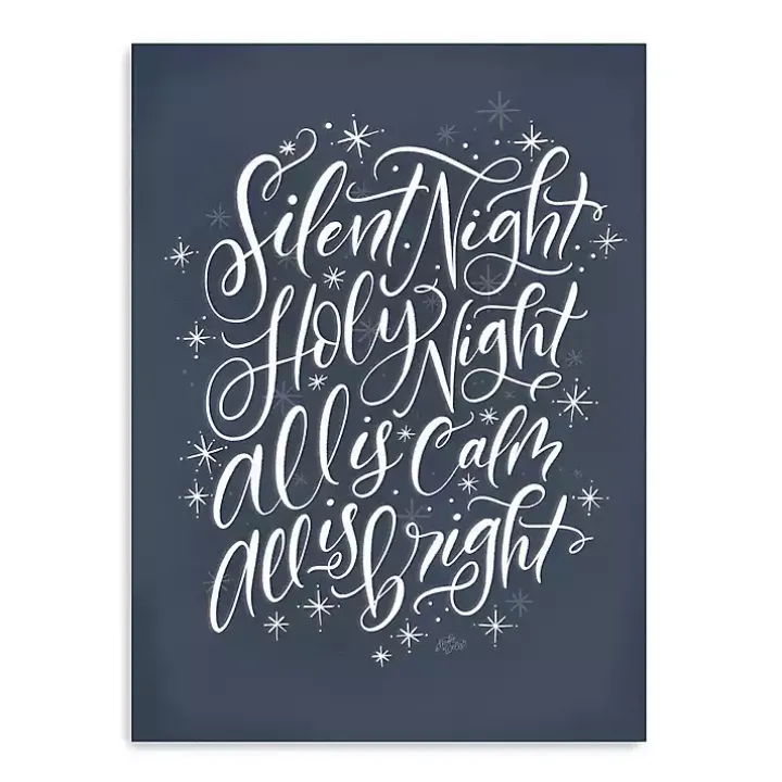 Blue Silent Night Christmas Wall Plaque