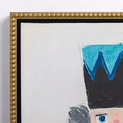 Blue Sketched Nutcracker Framed Canvas Art Print