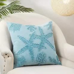 Blue Stonewashed Oceanic Starfish Throw Pillow