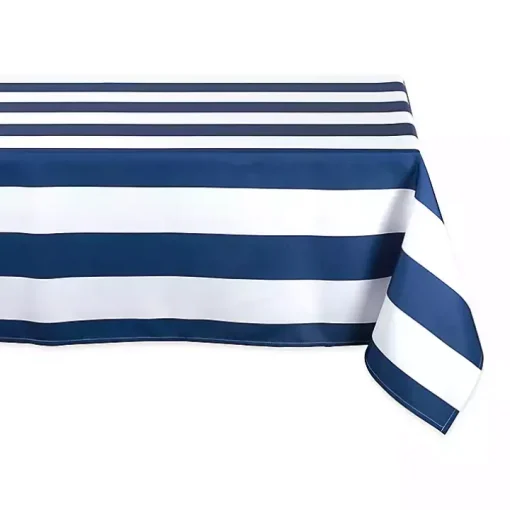 Blue Stripe Outdoor Table Cloth, 84 in.