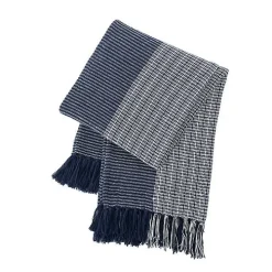 Blue Striped Color Block Cotton Throw