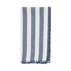 Blue Striped Whipstich Napkins, Set of 4