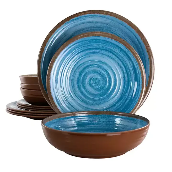 Blue Swirl Melamine 12-pc. Dinnerware Set