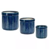 Blue Terracotta Abstract Decorative Pots, Set of 3