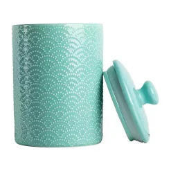 Blue Tide Ceramic Embossed Canisters, Set of 3