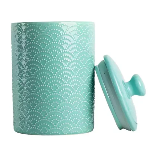 Blue Tide Ceramic Embossed Canisters, Set of 3