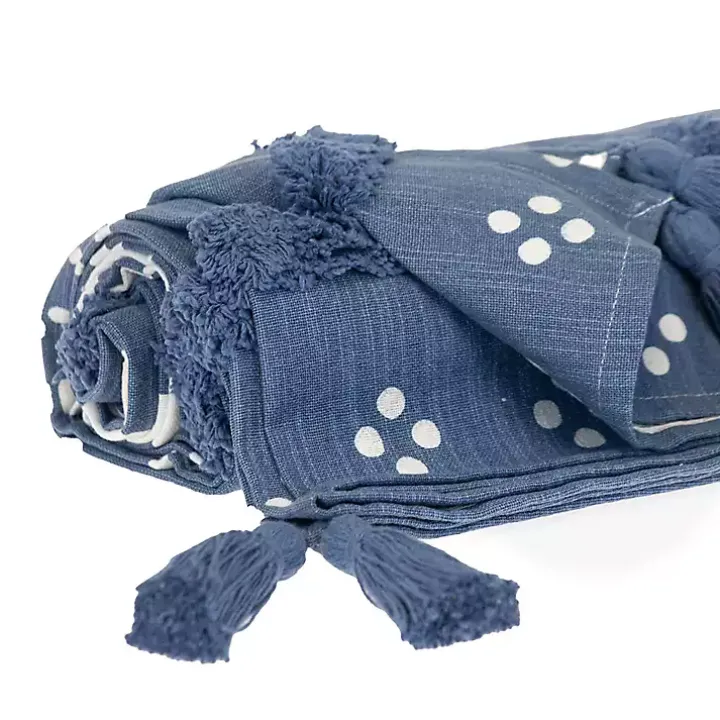 Blue Tribal Tufted Stripe Throw