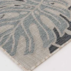 Blue Tropical Leaf Indoor/Outdoor Area Rug, 5x7