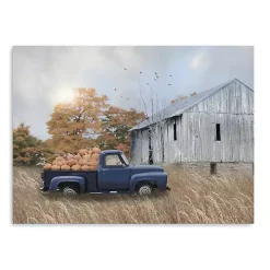 Blue Truck and Barn Canvas Art Print