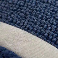 Blue Tufted Macrame Tassels Lumbar Pillow