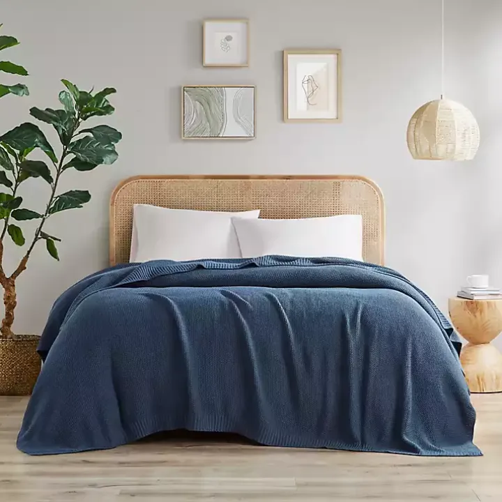 Blue Twin Rylan Knit Blanket