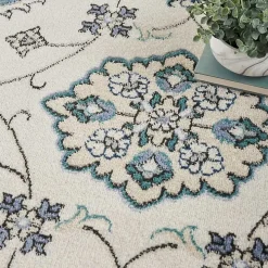 Blue Vintage Medallion Indoor/Outdoor Rug, 5x7