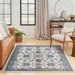 Blue Vintage Medallion Indoor/Outdoor Rug, 4x6