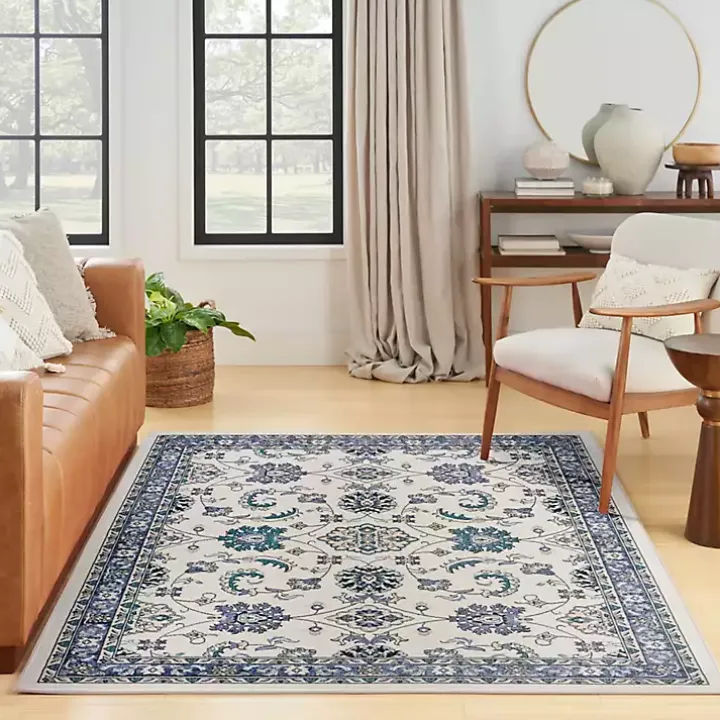 Blue Vintage Medallion Indoor/Outdoor Rug, 4x6