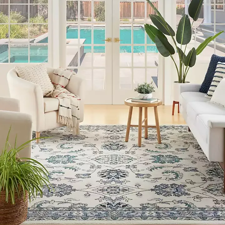 Blue Vintage Medallion Indoor/Outdoor Rug, 8x10