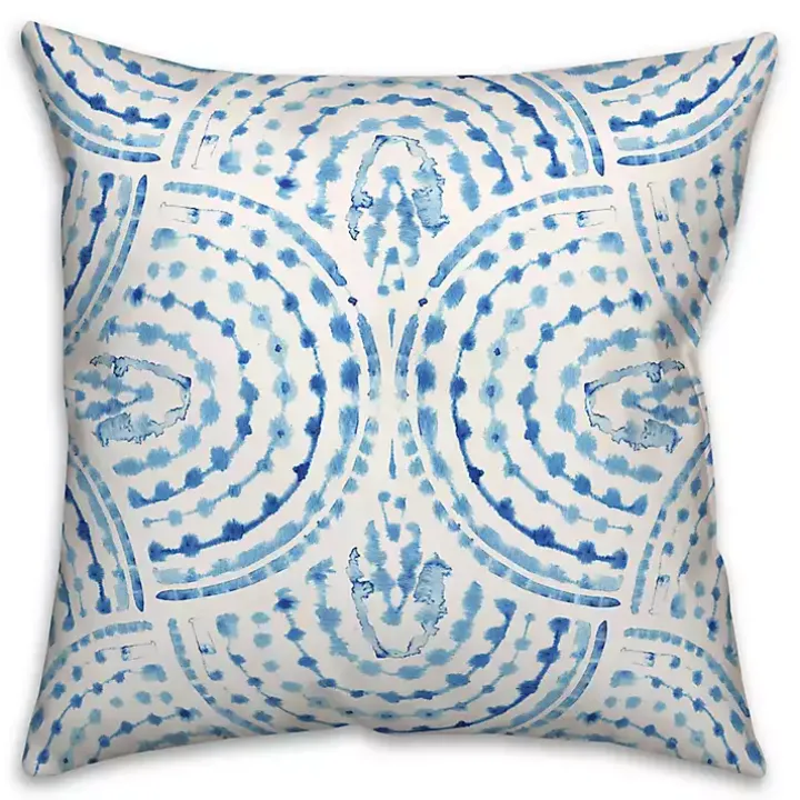 Blue Watercolor Arc Outdoor Throw Pillow
