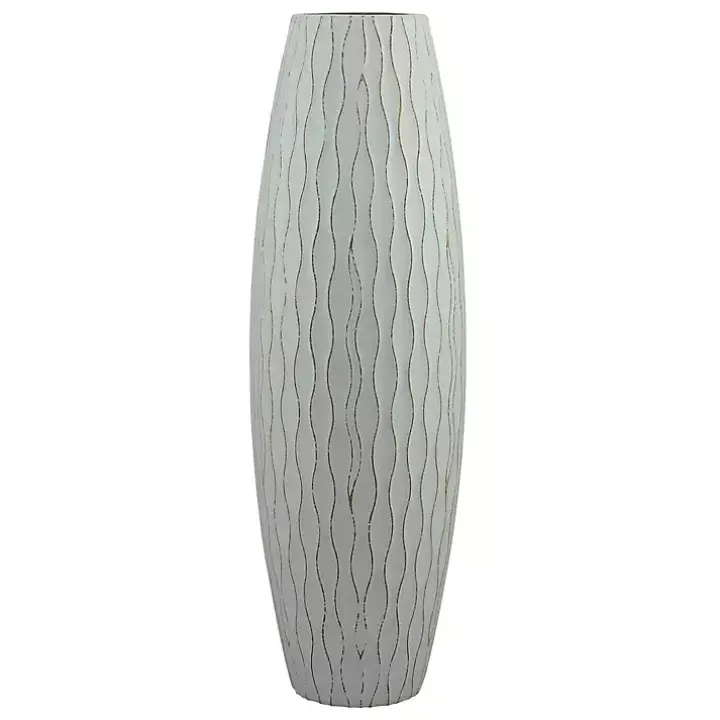 Blue Wave Wood Vase, 16 in.