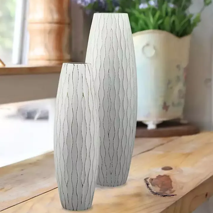 Blue Wave Wood Vase, 16 in.