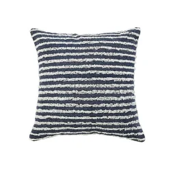 Blue Wispy Ways Tufted Stripes Cotton Pillow