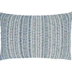 Blue Woven Line Cotton Lumbar Pillow