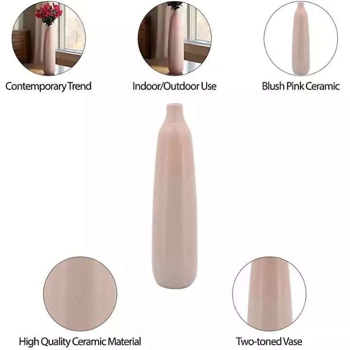 Blush Ceramic Bottleneck Floor Vase