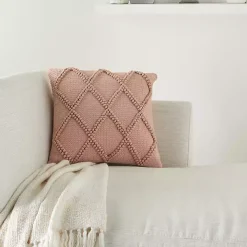 Blush Diamond Lattice Throw Pillow
