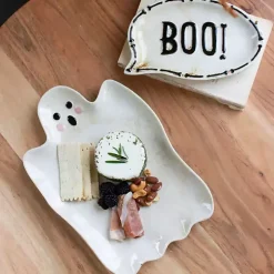 Boo Ghost Ceramic Platters, Set of 2