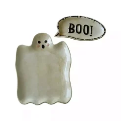 Boo Ghost Ceramic Platters, Set of 2