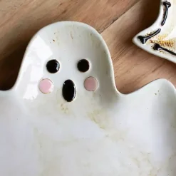 Boo Ghost Ceramic Platters, Set of 2