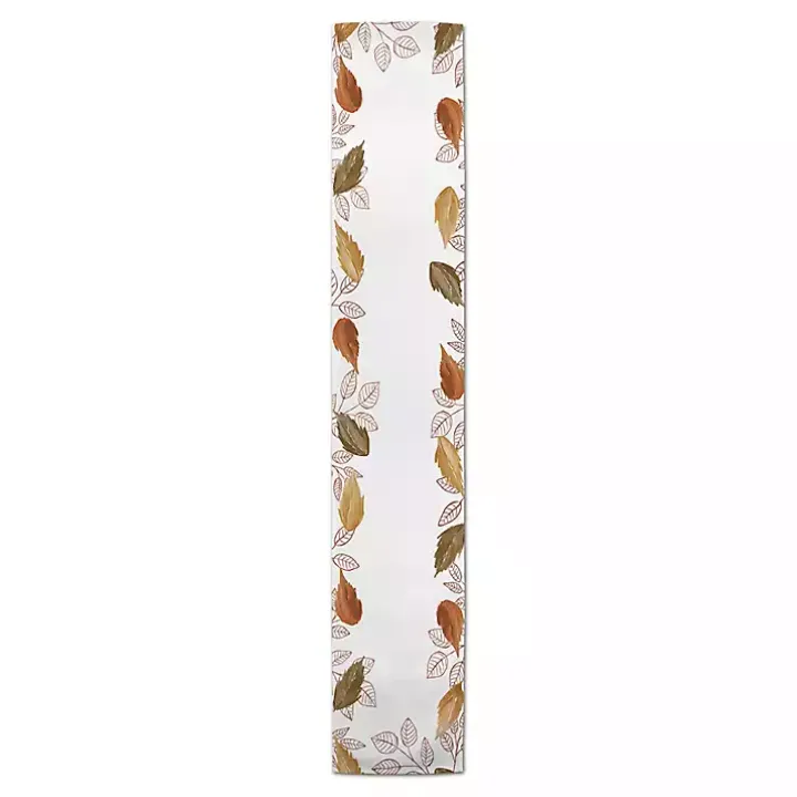 Bordered Autumn Leaves Table Runner, 90 in.