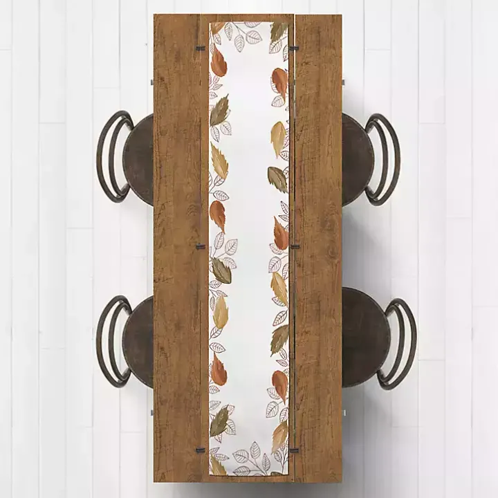 Bordered Autumn Leaves Table Runner, 90 in.