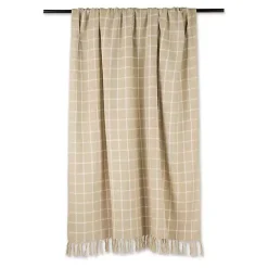 Brandy Tan Plaid Fringed Throw