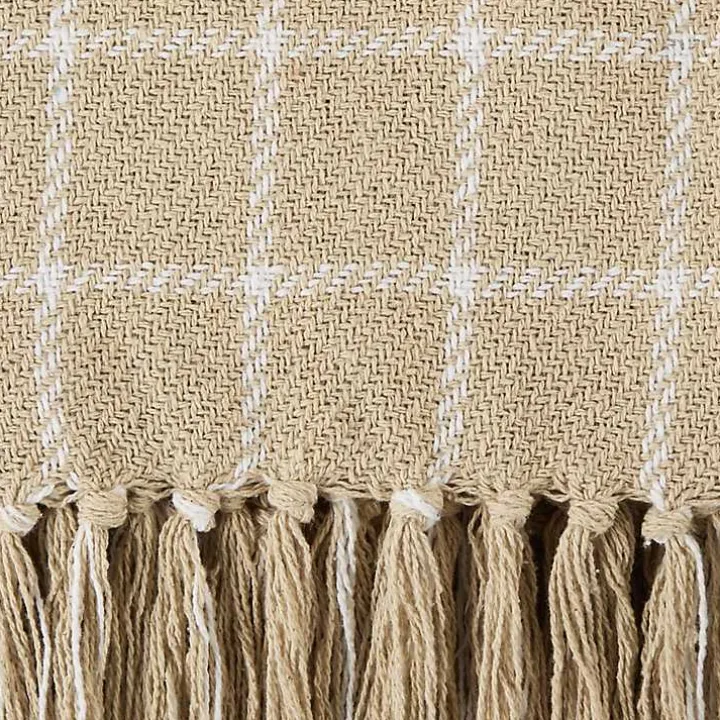 Brandy Tan Plaid Fringed Throw